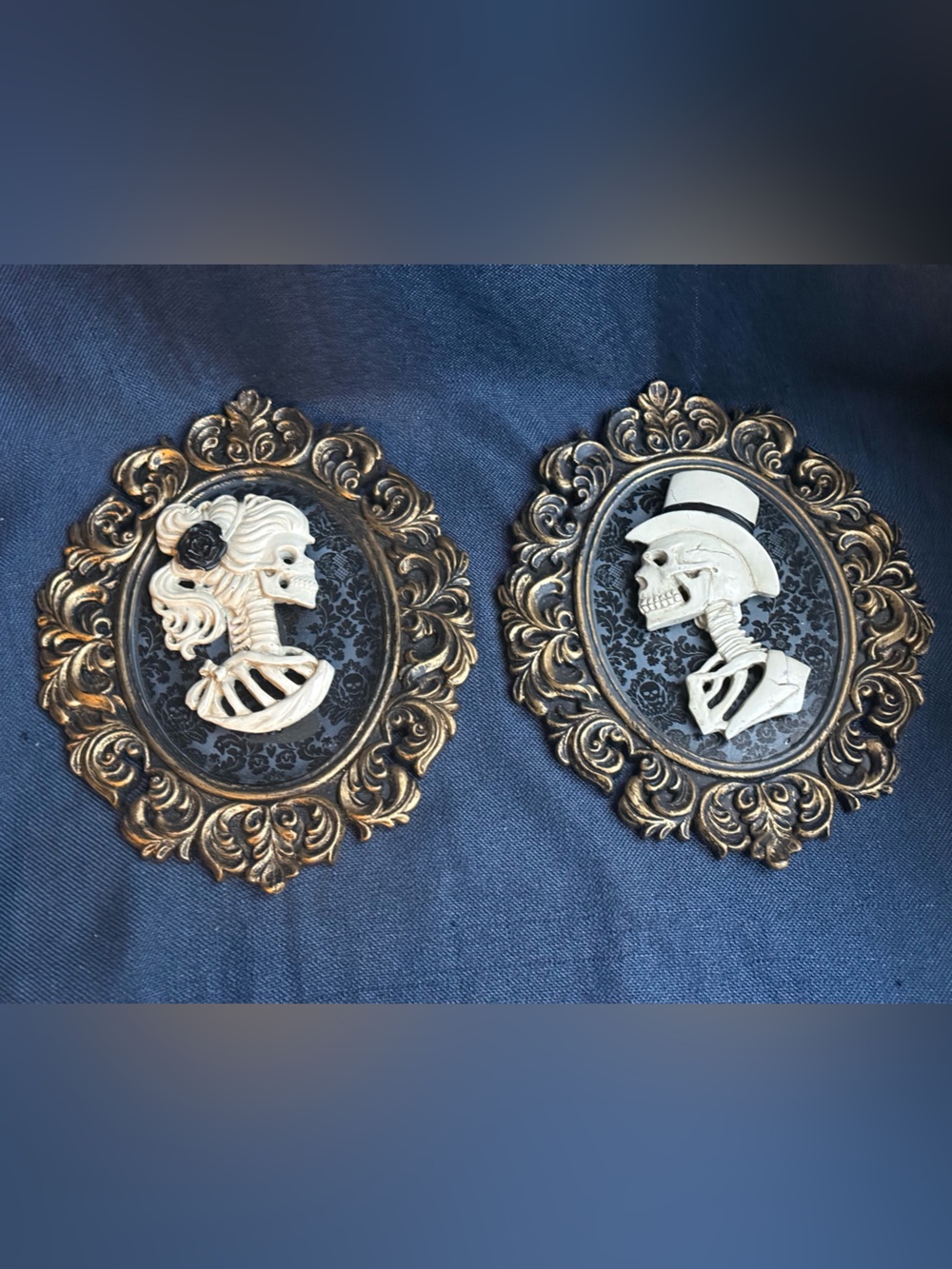 Northlight Gothic Skeleton Skeleton Couple 3D Cameo Framed Wall Decor Set 2